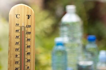 thermometer and water bottles
